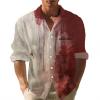 Men's Halloween Bloody Waffle Shirt, Long Sleeve Oversized Button-Down view 1