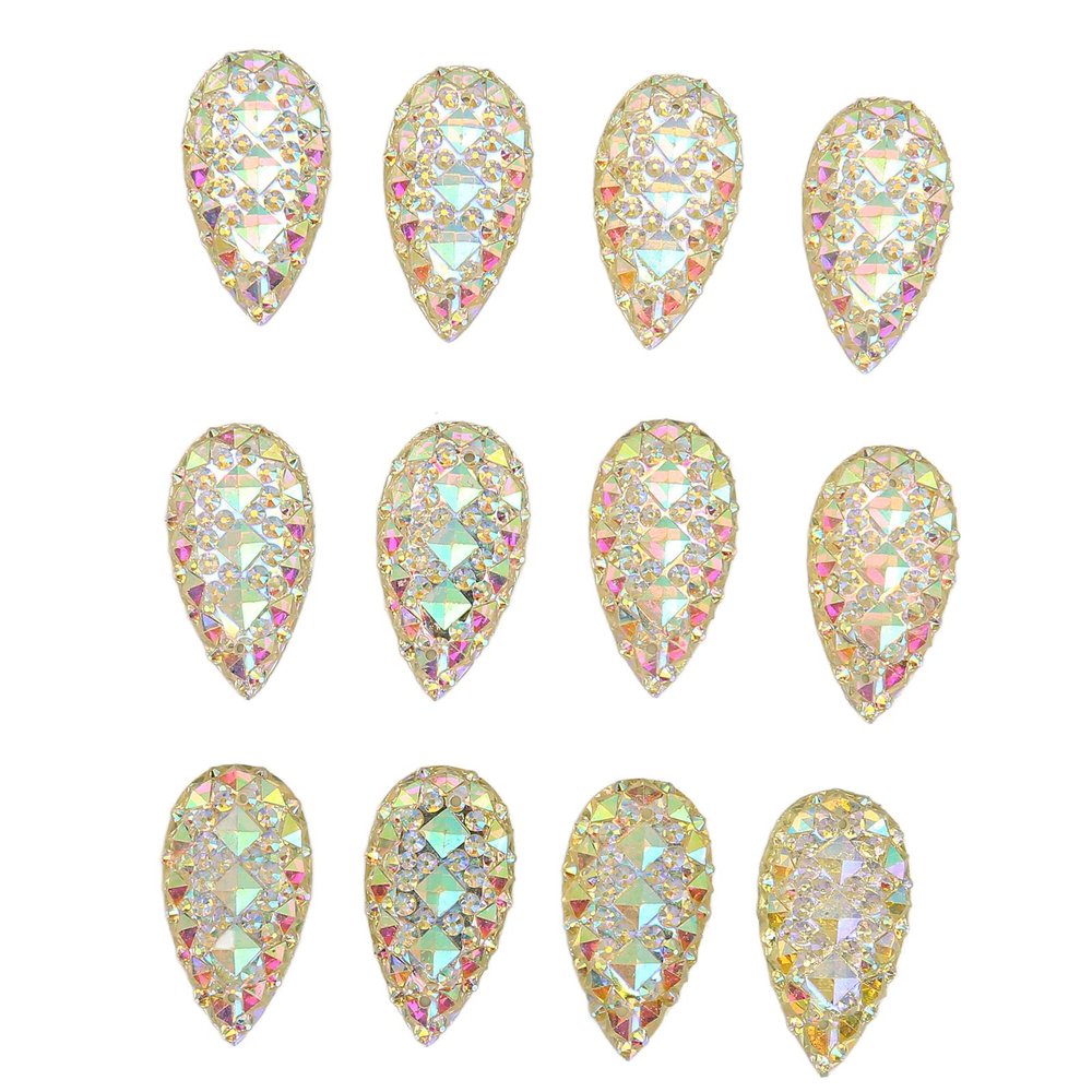 Akozon 12 PCs Crystal Clear AB Glass Rhinestones