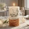 Wedding Candle “Wild Eucalyptus” with Real Wood, Sealed Wax Surface, 8 x 20 cm view 3