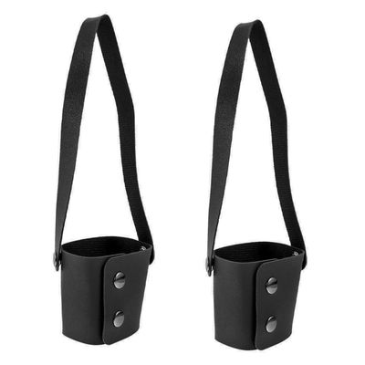 Ciieeo 2-Pack Leatherette Cup Sleeves, Insulated Milk Tea Cup Carriers with Handles, Reusable Coffee Cup Holders for Work and Travel, Black