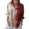 Women's Halloween Bloody Print Oversized Long-Sleeve Lapel Shirt – Problem Solved view 1
