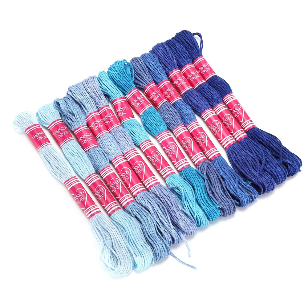 Akozon 12pcs Gradient Bright Color Polyester Embroidery Thread Set