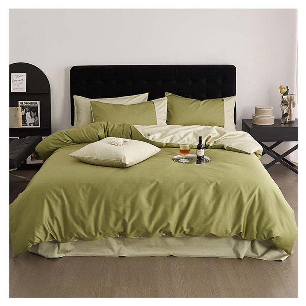 4-Piece Solid Color Duvet Cover Set, 100% Cotton, Super Soft and Breathable