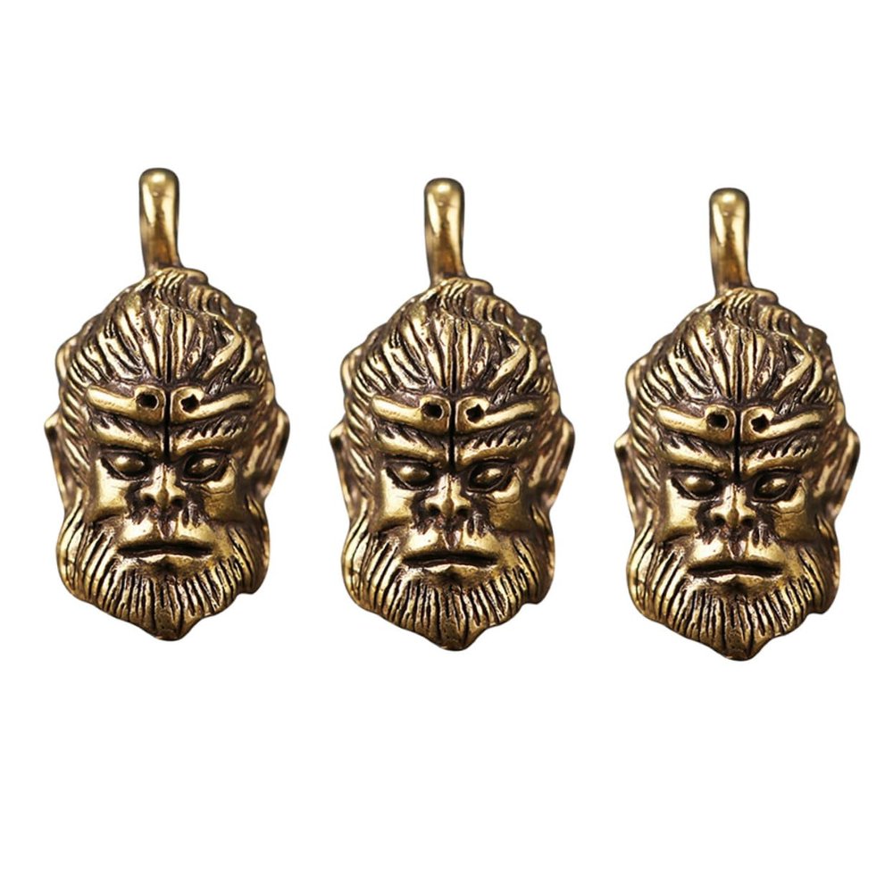 Holibanna 3-Piece Brass Monkey King Keychain Set