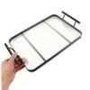 CHICAMPERA Stainless Steel Serving Tray with Handles, Rectangular and Sturdy, for Serving Food, Coffee and Snacks in the Kitchen, Dining Area and Living Room view 3