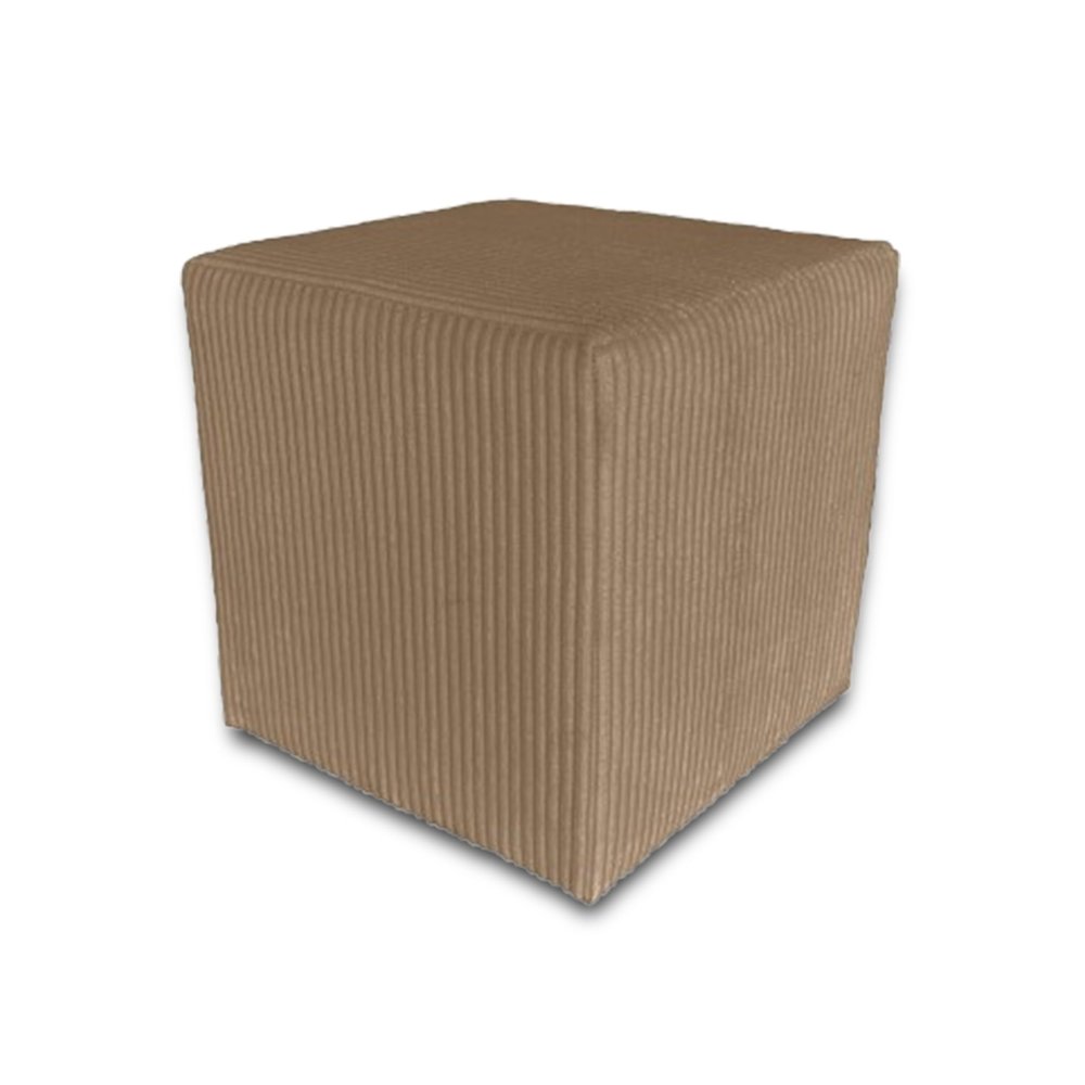 Best For Home Cube Pouf Ottoman, Light Brown Velvet
