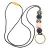 HORIALENCE Beaded Key Lanyard, Wooden Lanyard with Metal Ring, Multifunctional for ID Cards, Keys and Phones view 1
