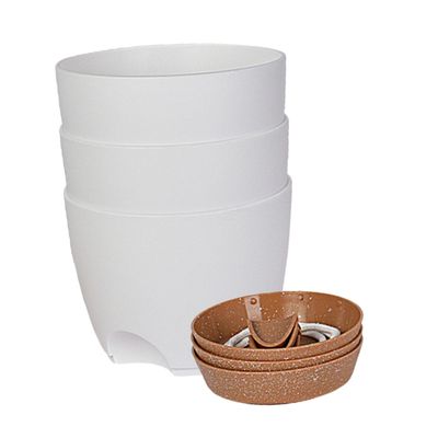 HEMOTON 3-Piece Self-Watering Flower Pot Set with Cotton Rope