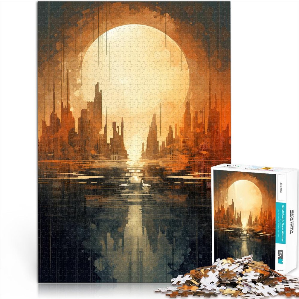 City Skyline Artwork Brain Teaser, 1000-Piece Puzzle for Adults, 50 x 75 cm, Wall Art, Ages 14+