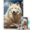 1000-Piece White Wolf Wooden Puzzle for Adults and Teens, Ages 14+, 50 x 75 cm view 1