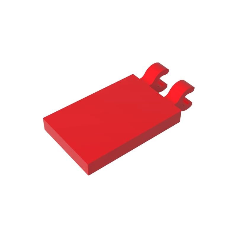GDS-896 Special Tile 2x3 with 2 Clips (Angled Clips), 50 pcs, Compatible with LEGO 30350, 65886, 4297713, DIY Parts and MOC Components for Major Brick Brands, Red 21
