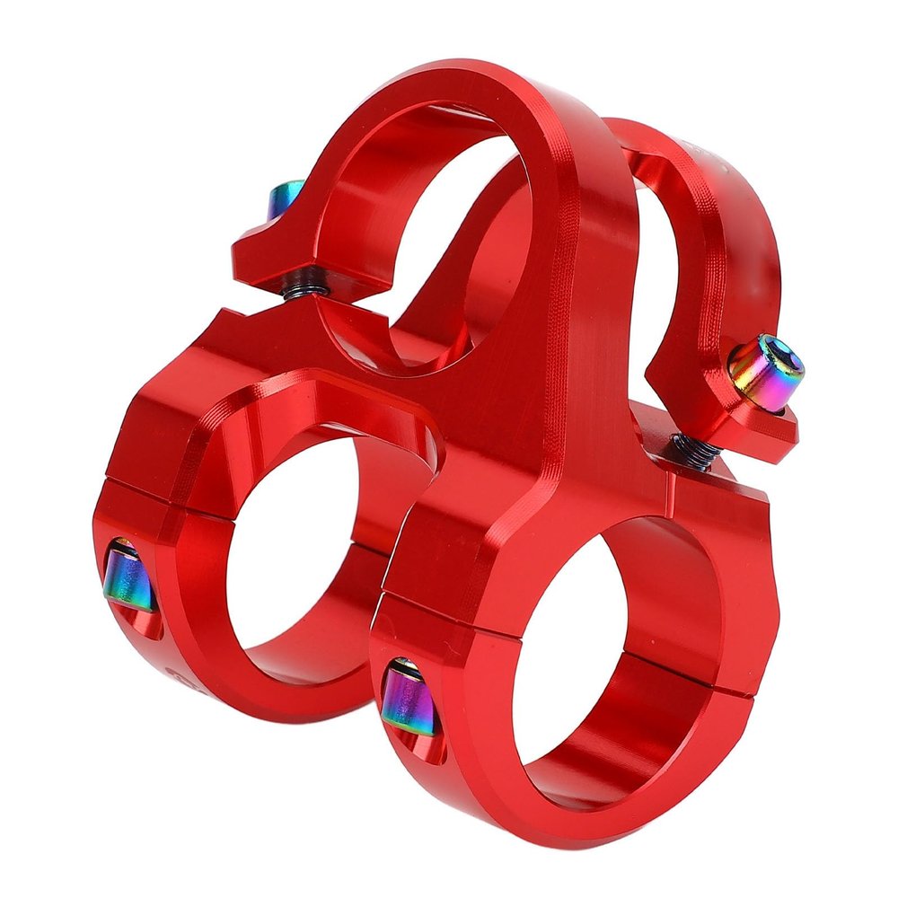 Asixxsix Short Bicycle Stem, 31.8 mm Handlebar Clamp, CNC Aluminum Alloy, Hollow Design, Red