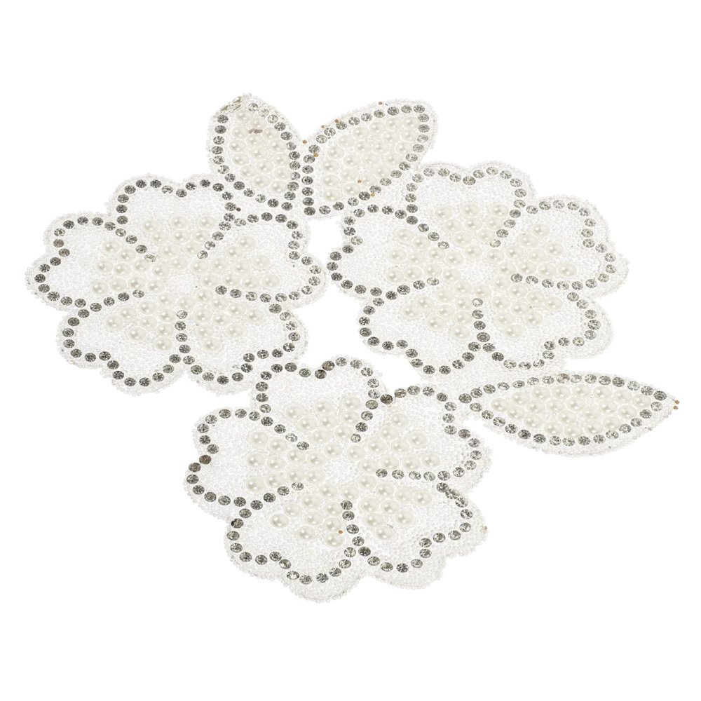 Delicate Flower Rhinestone Iron-On Appliqué for Clothing and Hats