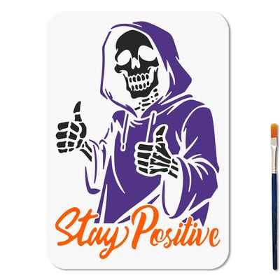 MAYJOYDIY Skull Stay Positive Stencil