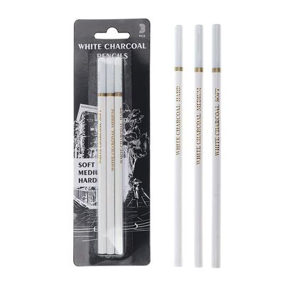 3-Pack Professional White Charcoal Pencils Set