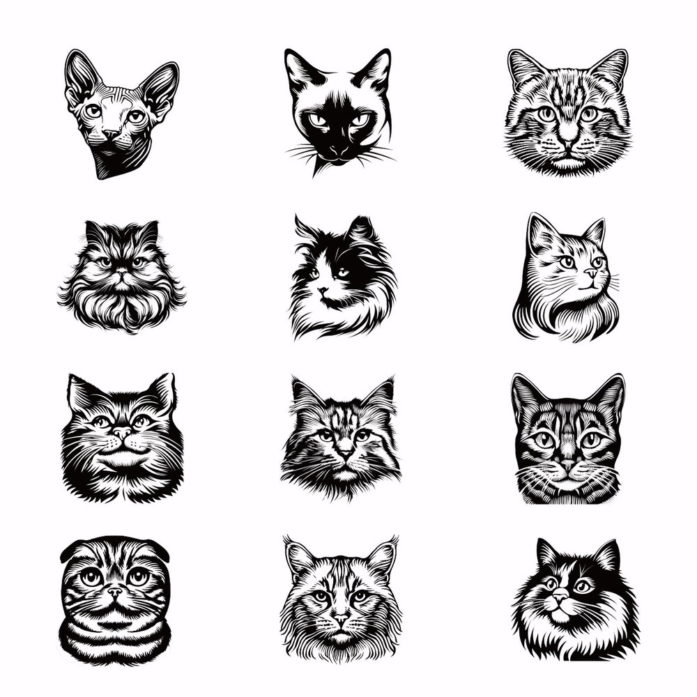 SUPERDANT 12-Piece Cat Head Transfer Paper
