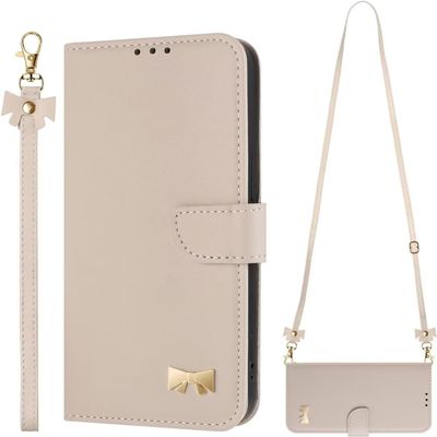 GoodcAcy Armor Wallet Case with Strap for Realme P3 5G, Beige