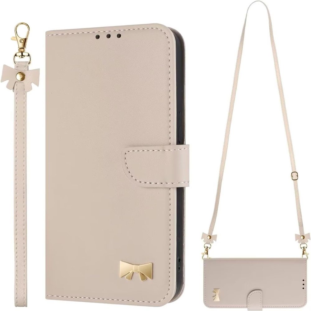GoodcAcy Armor Wallet Case with Strap for Realme P3 5G, Beige