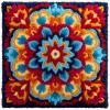 WallustrioaW Retro Mandala Flower Latch Hook Cushion Cover Kit, 43 x 43 cm view 1