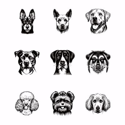SUPERDANT 9-Piece Dog Head Transfer Paper
