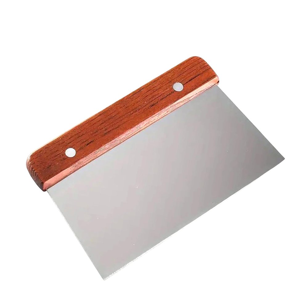 Stainless Steel Dough Scraper with Wooden Handle - 16x10.7 cm