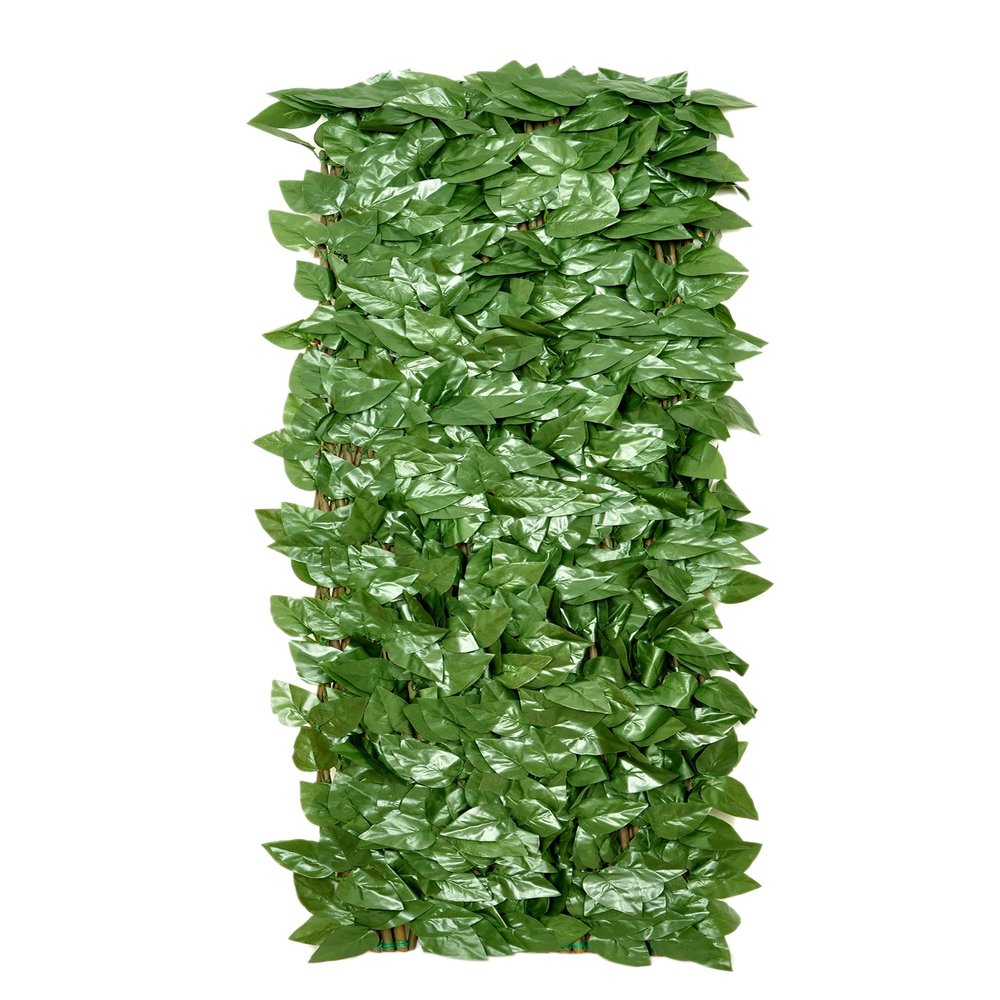 Artificial Hedge 100 x 200 cm, Artificial Plant Wall Privacy Screen with Trellis, for Balcony, Garden Fence and Interior Walls, Willow Leaves C