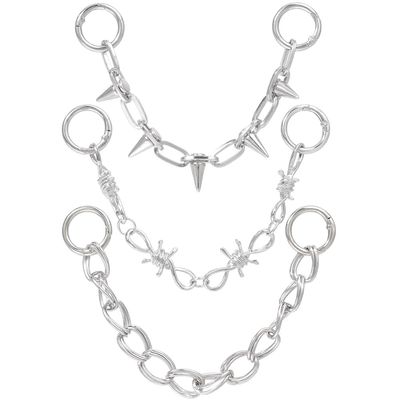 CABODYALS 3-Piece Silver Chain Shoe Charms