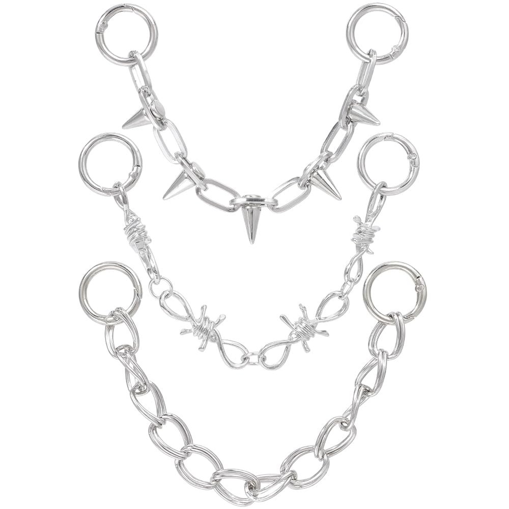 CABODYALS 3-Piece Silver Chain Shoe Charms