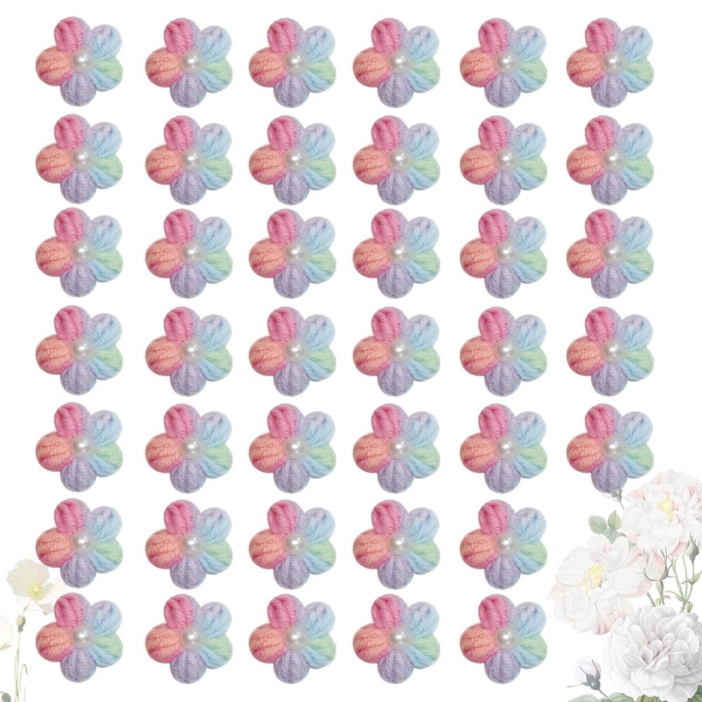 Crocheted Flower Appliqués, 40 Miniature Flowers