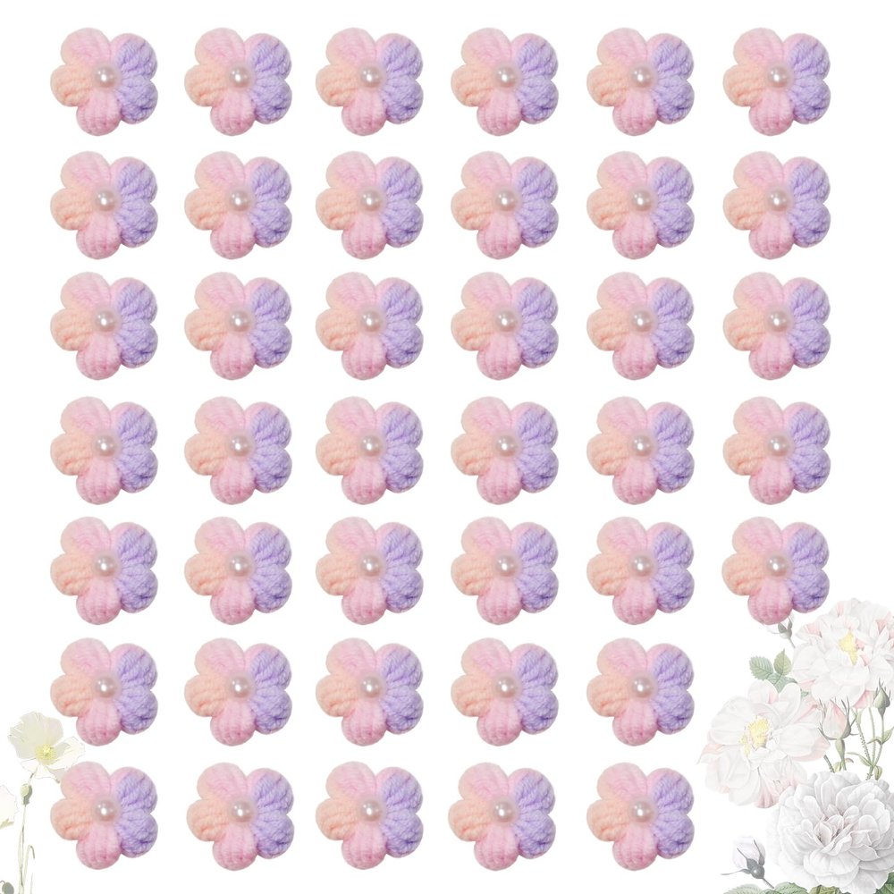 Crocheted Flower Appliqués, 40 Miniature Flowers