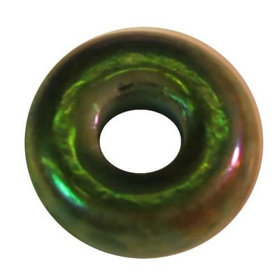 Glass Beads with Large Hole, Green Iridescent, 100g