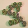 Glass Beads with Large Hole, Green Iridescent, 100g view 3