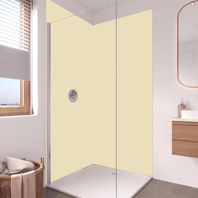 Solid Ivory Shower Back Wall – Matte Aluminum Panel 0.3 cm – Seamless & Waterproof – Easy-Care – 100 x 250 cm – Made in Germany