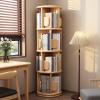 OWOHYG 4-Tier 360° Rotating Wooden Bookshelf with Bookstopper, 15.7 x 15.7 x 51.1 in view 1