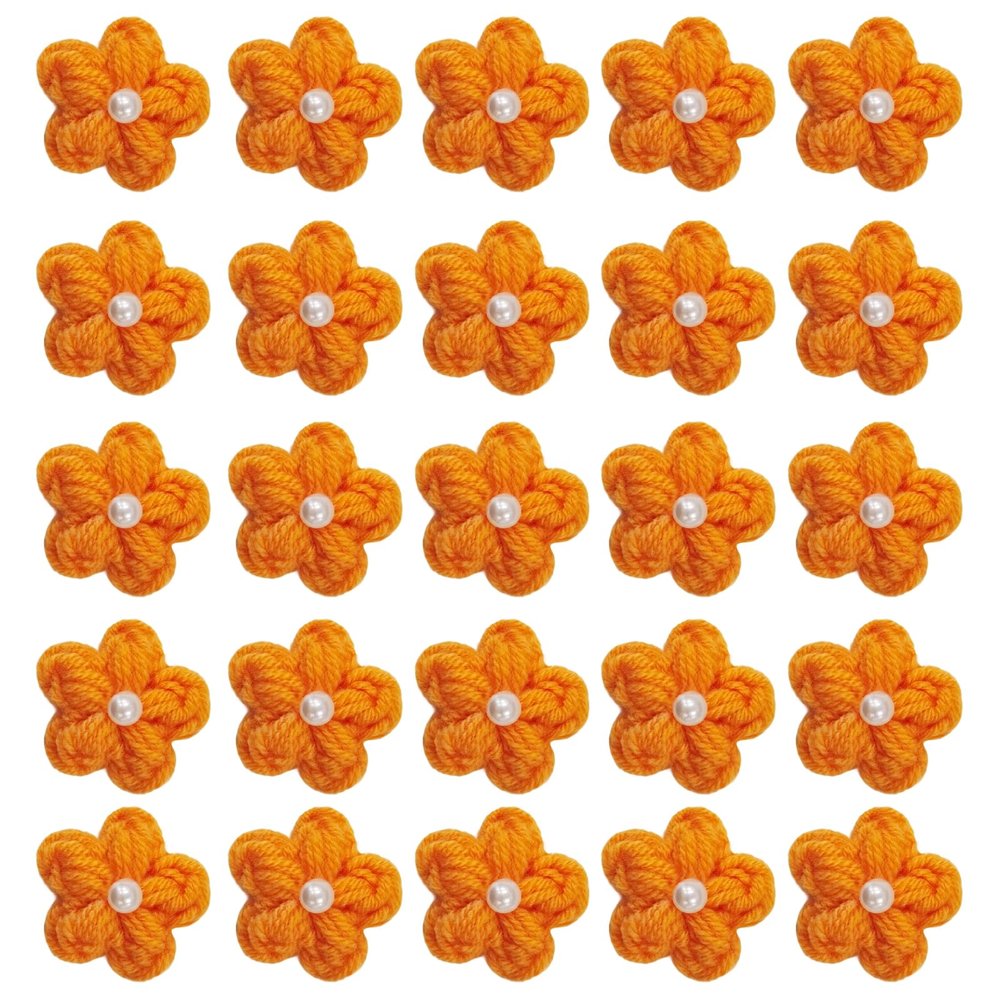Crocheted Flower Appliqués, 25 Miniature Flowers