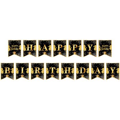 MOMAHUA Black Gold Happy Birthday Garland Set