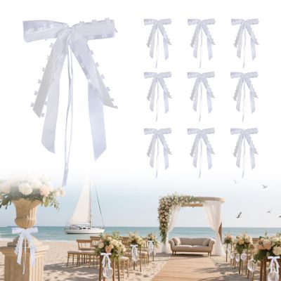 10 White Wedding Car Ribbons