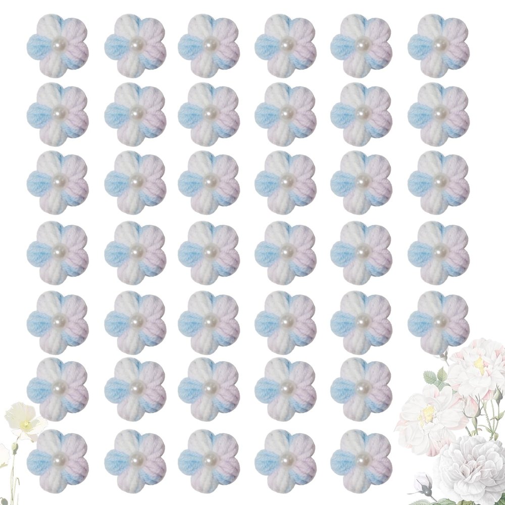 Crocheted Flower Appliqués, 40 Miniature Flowers