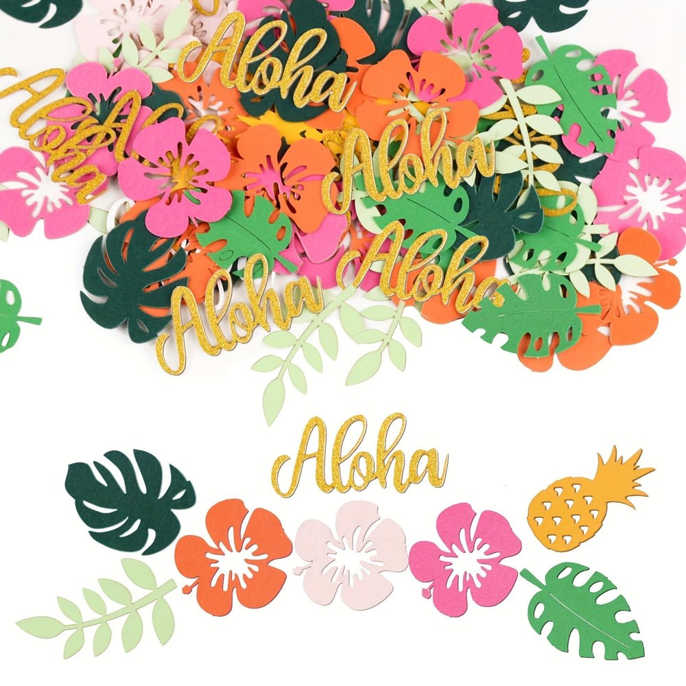 100 Pcs Summer Hawaii Confetti Tropical Flower Table Decor