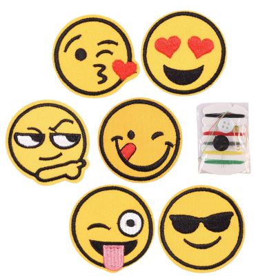 Embroidered Patches, 6 pcs Smile Face Iron-On Set