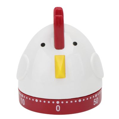 Mechanical Cartoon Chicken Kitchen Timer, 60 Minutes, White