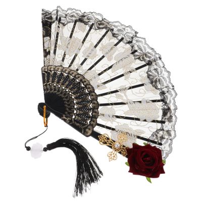 Homoyoyo Elegant Black Lace Folding Fan