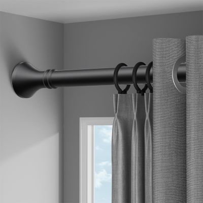 Extendable Tension Curtain Rod, 40–500 cm, No Drilling, 33 mm, Black (410–500 cm)