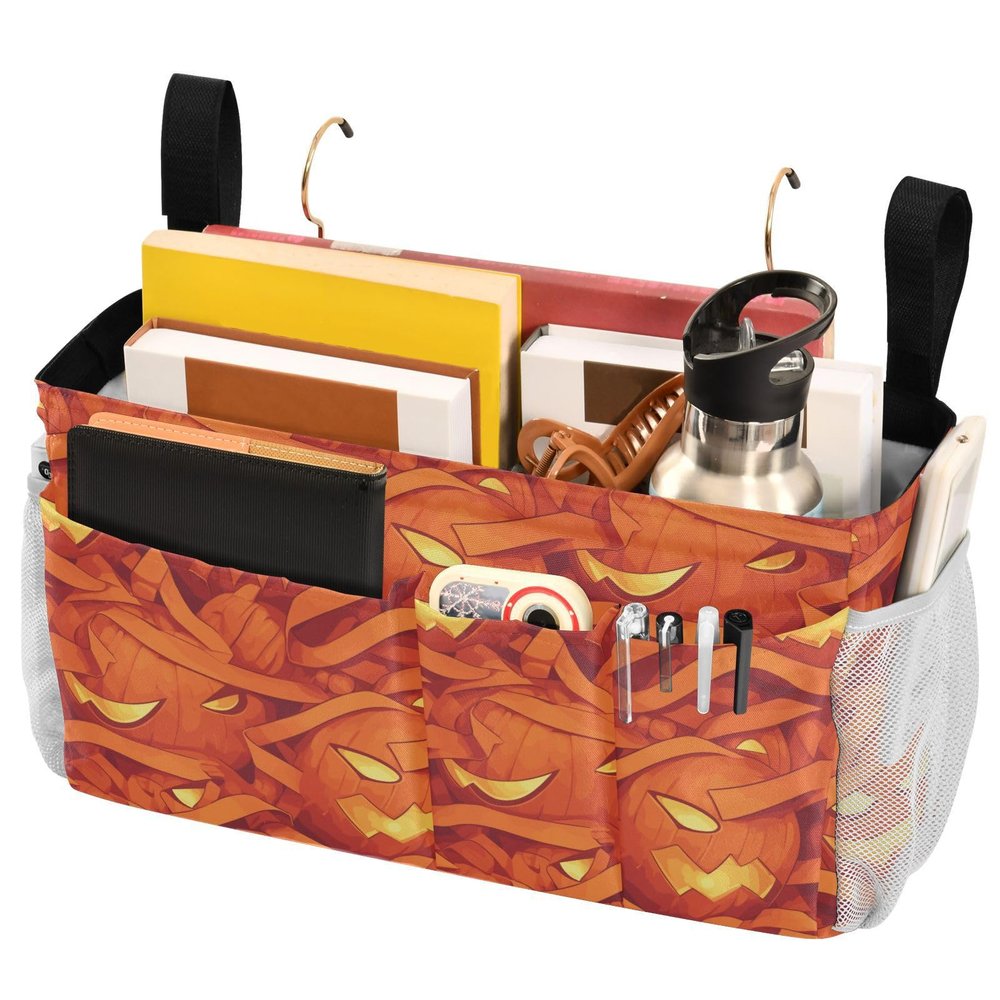 FRODOTGV Hanging Bedside Storage Organizer, Scary Pumpkin