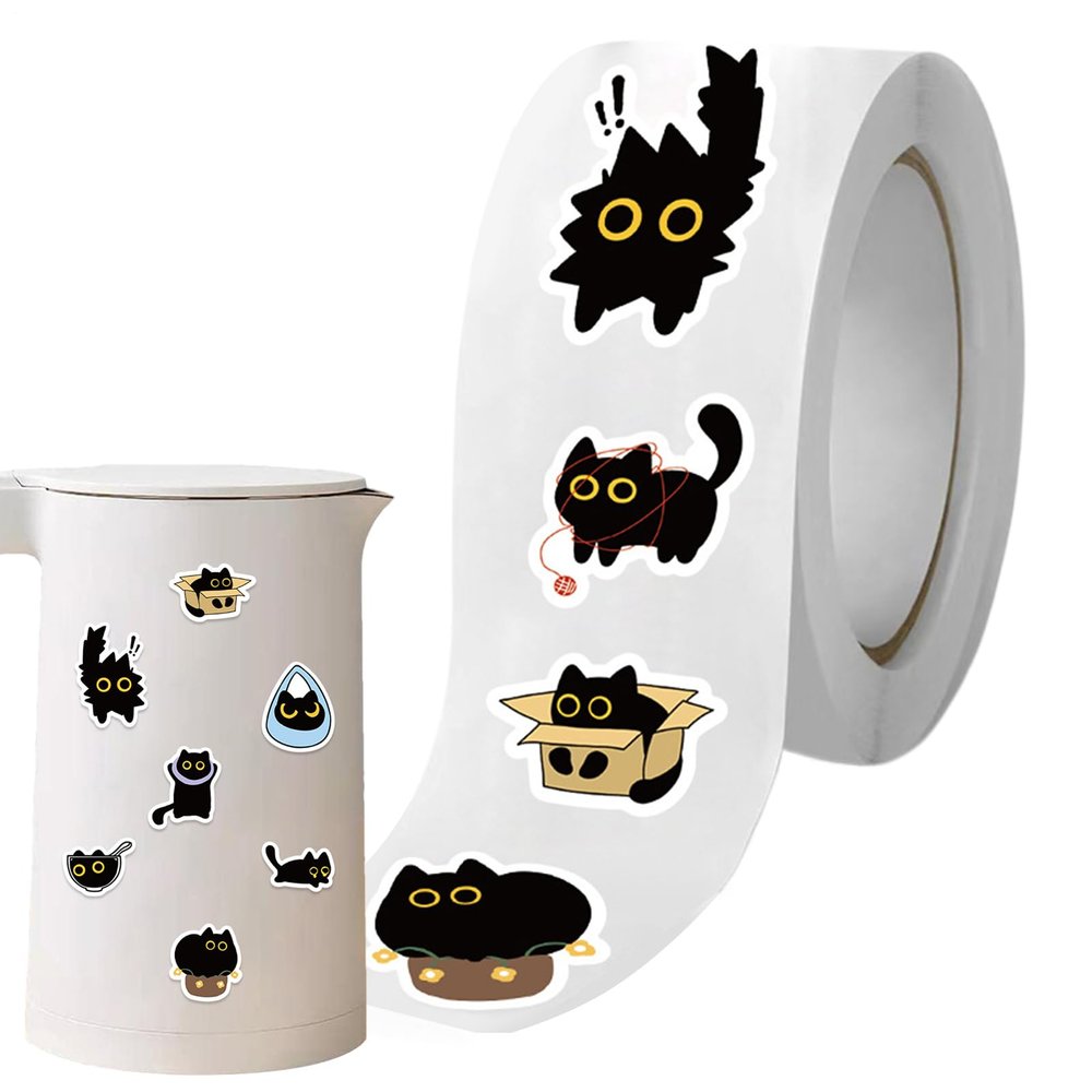 Cat Stickers - Cute Black Kitten Stickers for Decoration