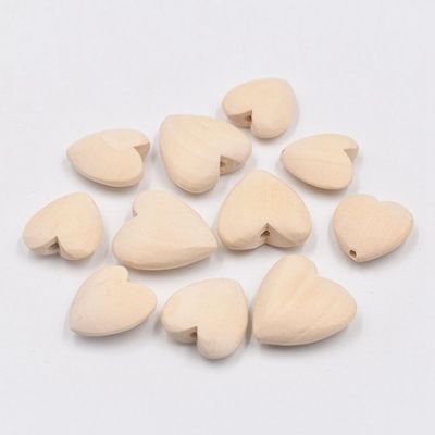 15 Pack Heart-Shaped Natural Wood Beads