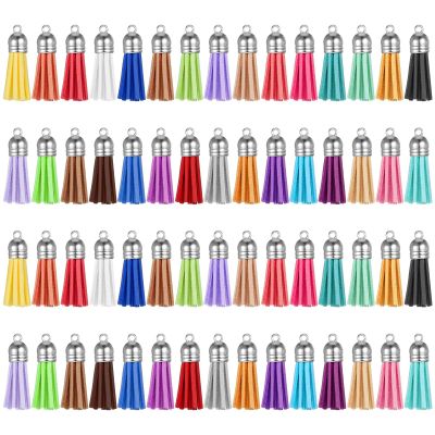 60 Pack Leather Tassels, 38mm Mini DIY Keychain Tassels