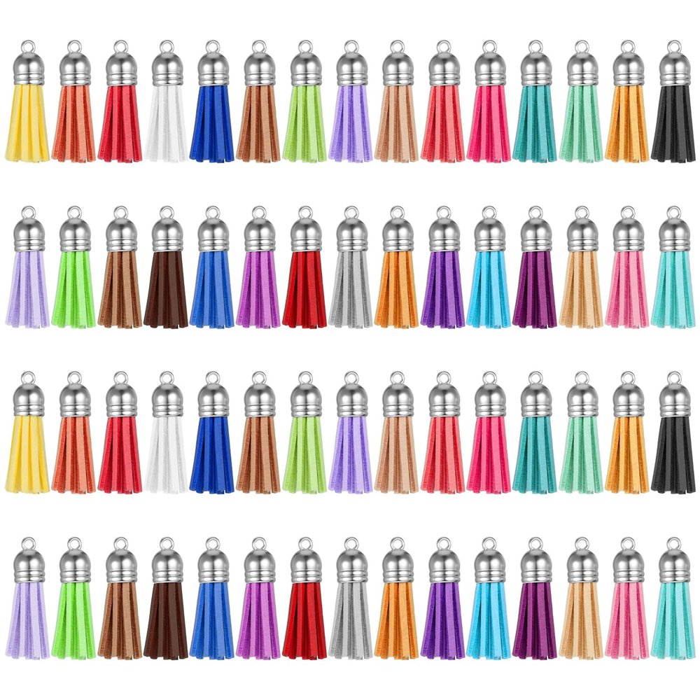 60 Pack Leather Tassels, 38mm Mini DIY Keychain Tassels