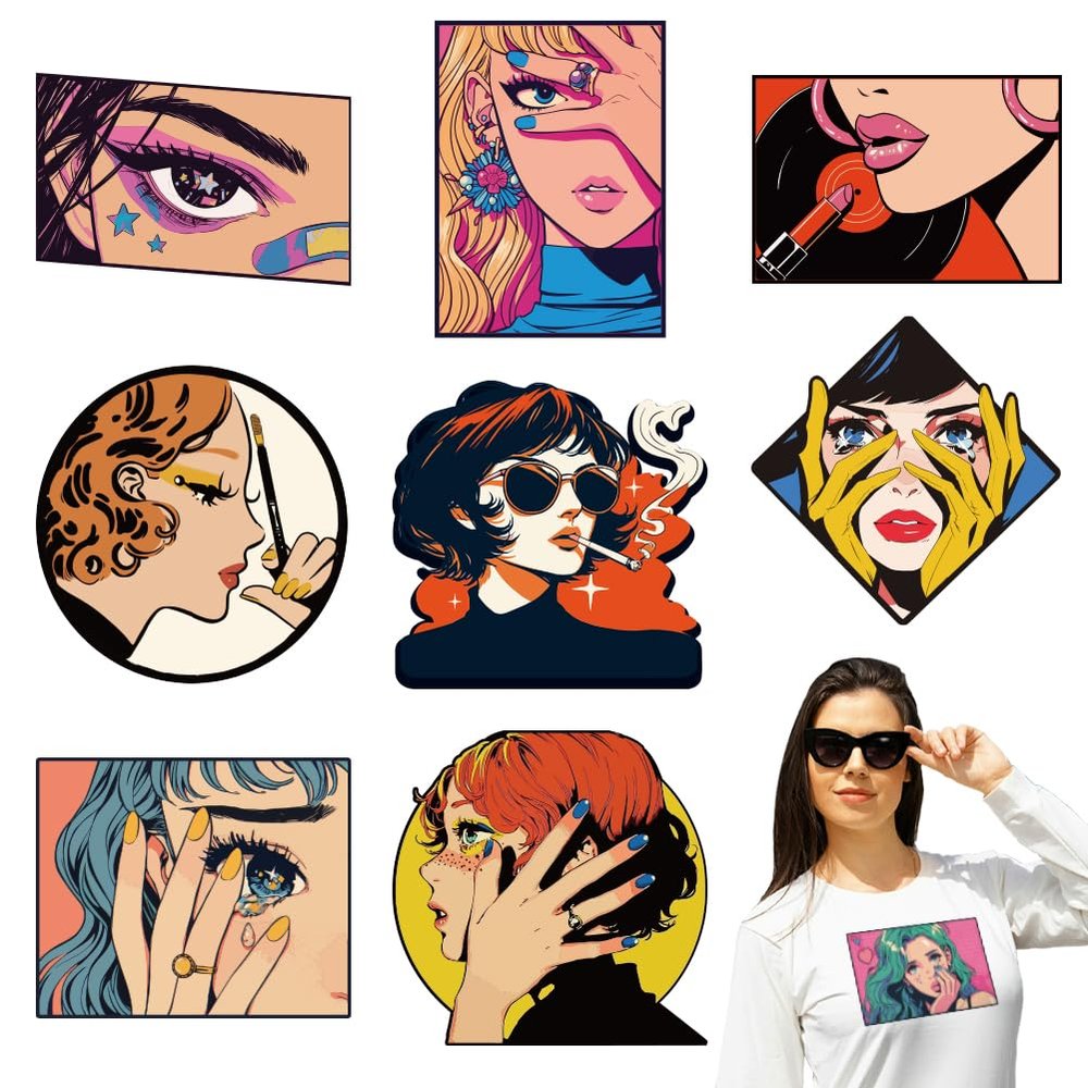 arricraft 9 Sheet Retro Comic Strip Iron-On Stickers