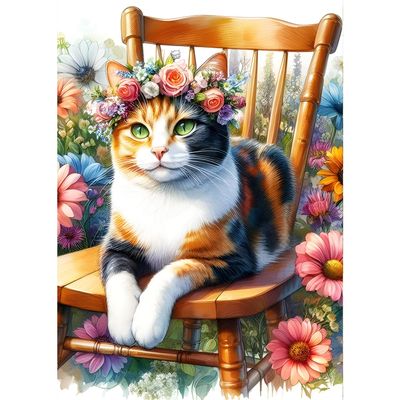 QINRUBB DIY Calico Cat Diamond Painting Kit
